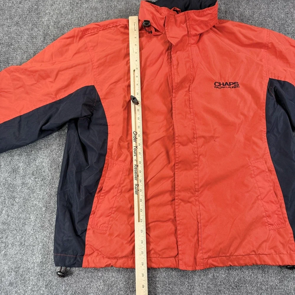 Chaps Ralph Lauren Jacket Mens XL Orange Hooded Windbreaker‎ Outdoor Coat